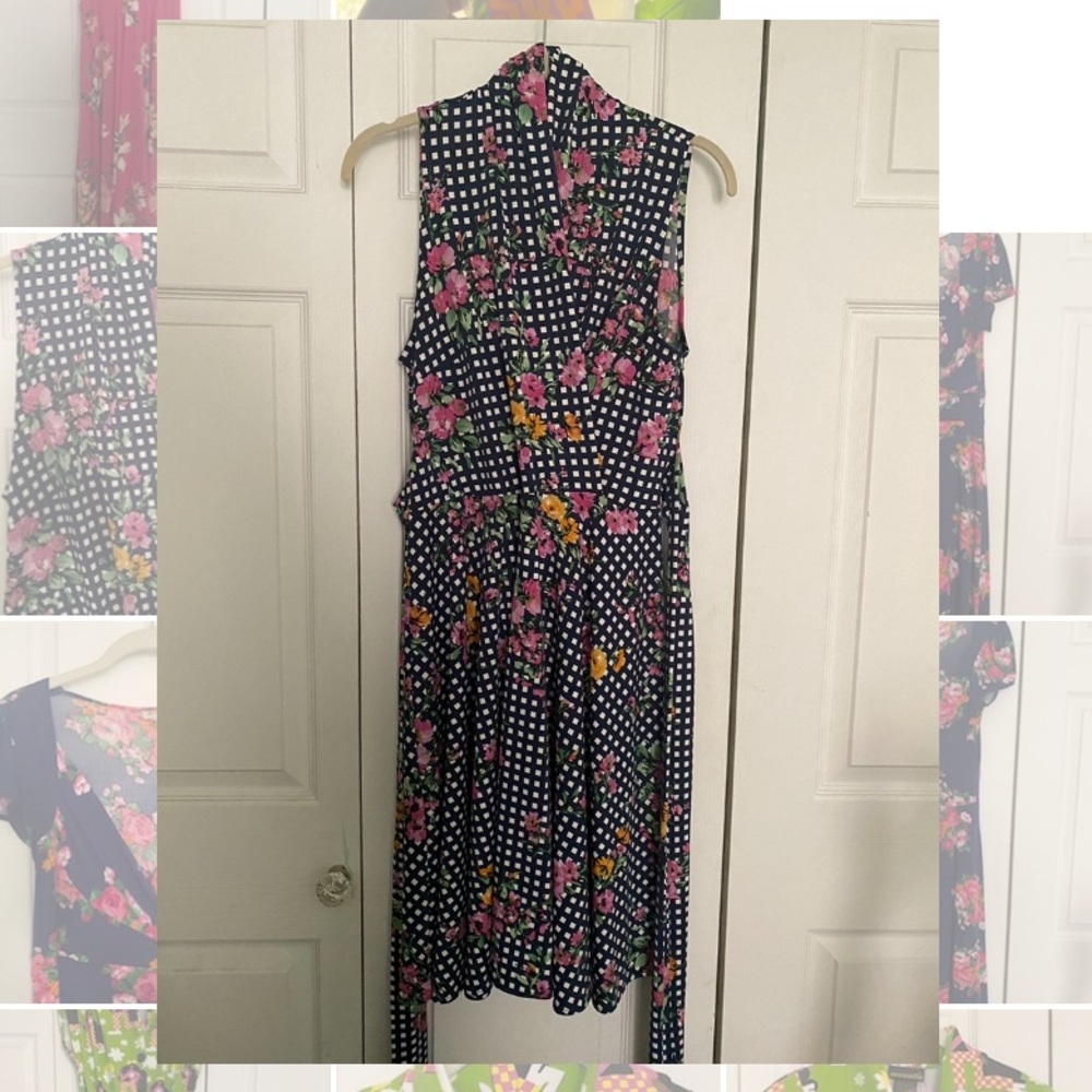 Karina Dress, Ruby style in gingham floral 💙🤍💗